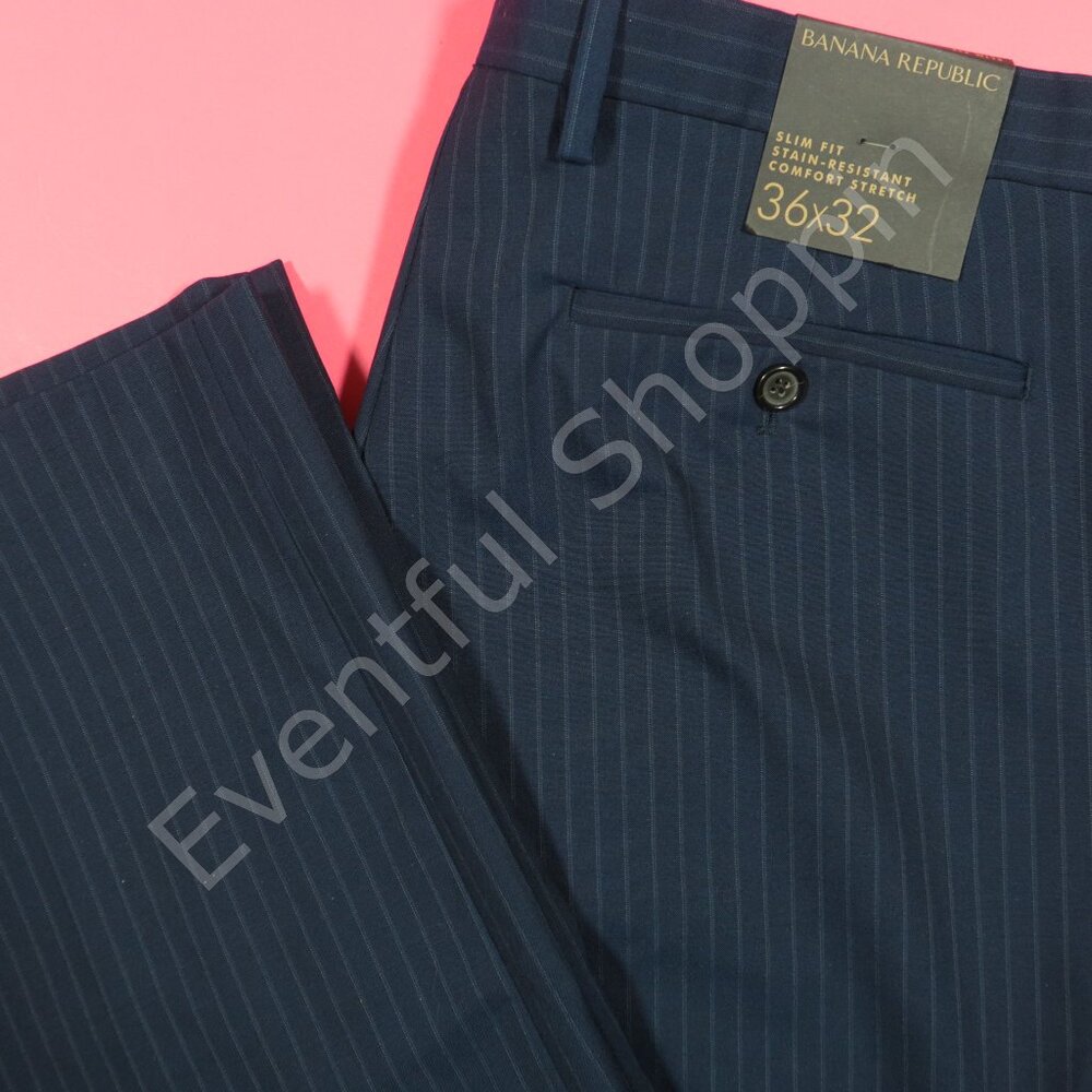 Banana Republic Pants Mens 36 Blue Slim Fit Stain Resistant Comfort Stretch New